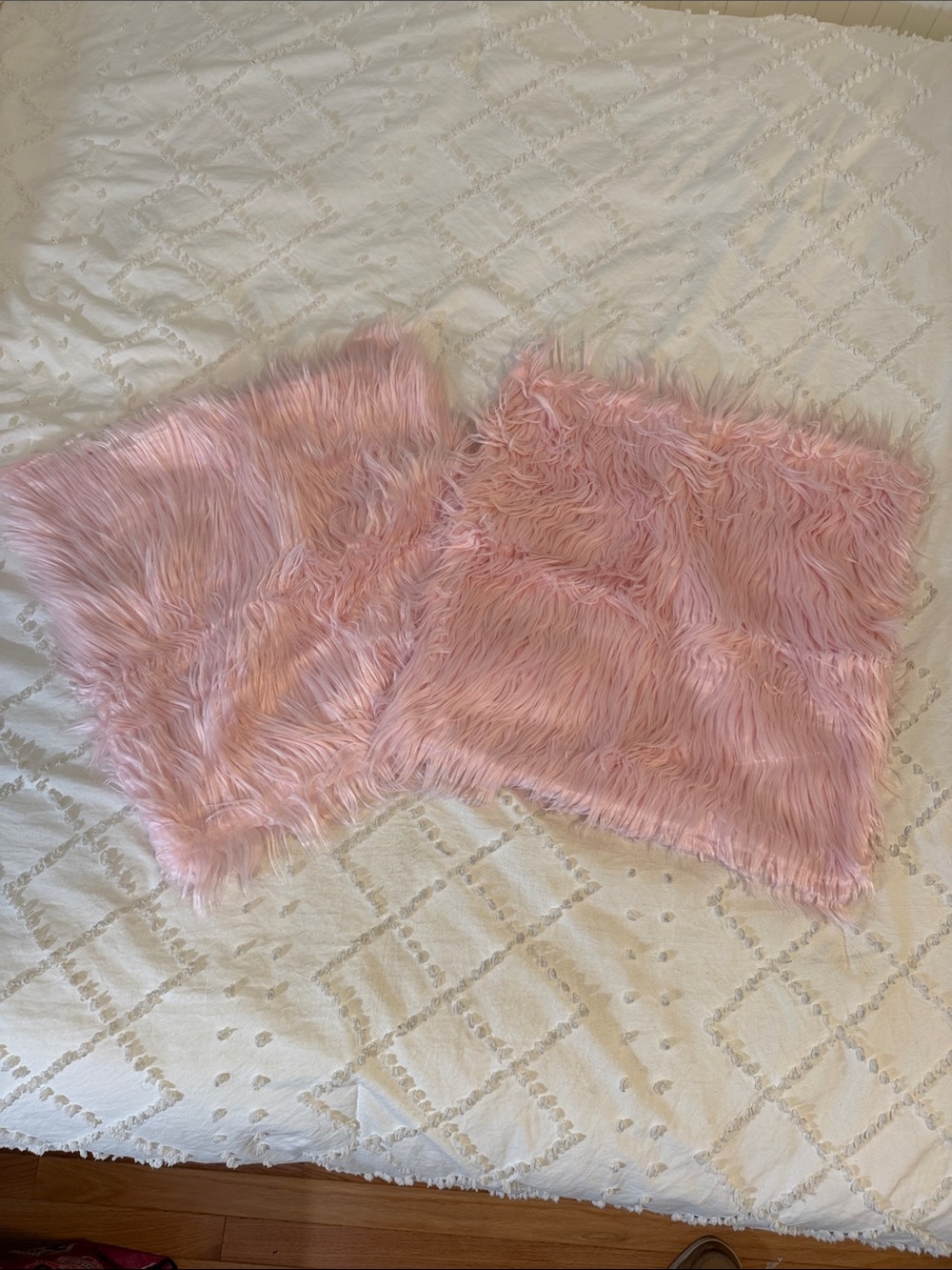 Pink Faux Fur Throw Pillows - Set of 2 new